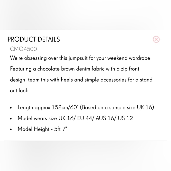 Chocolate Brown Denim Zip Front Jumpsuit - Picture 5 of 5